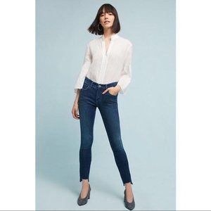 Pilcro Jeans Mid-Rise Skinny size 30 Shark Bite Raw Hem Ankle Dark Stretch Anthr